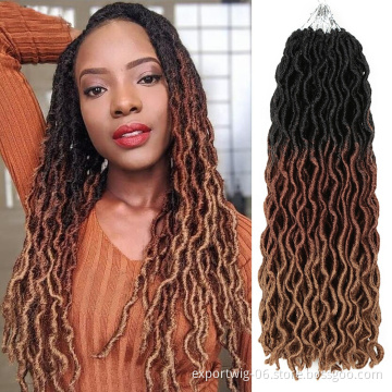 20 inch Synthetic Braids Goddess Faux Locs Crochet Hair Soft Curly End Natural Synthetic Braids Brown Extension For Women Locks